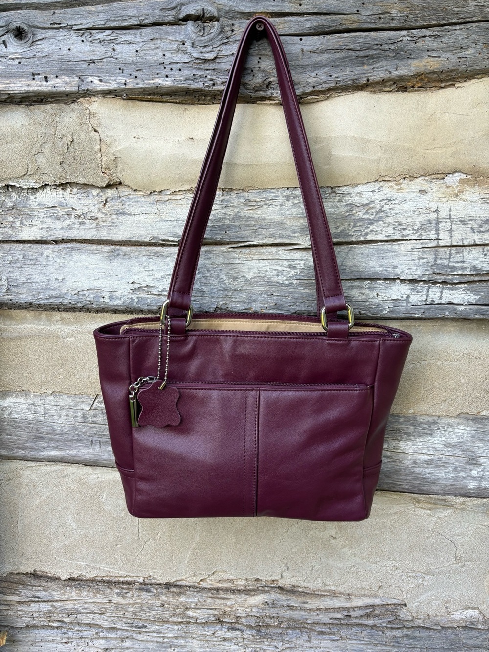Giani Bernini Women’s Leather Tote/Shoulder Bag in Burgundy